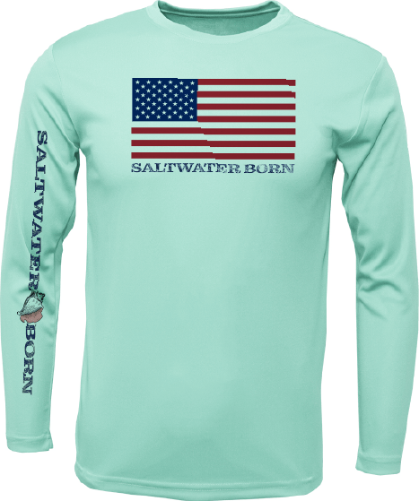 Saltwater Born Key West, FL USA Born Long Sleeve UPF 50+ Dry - Fit Shirt - Angler's Pro Tackle & Outdoors