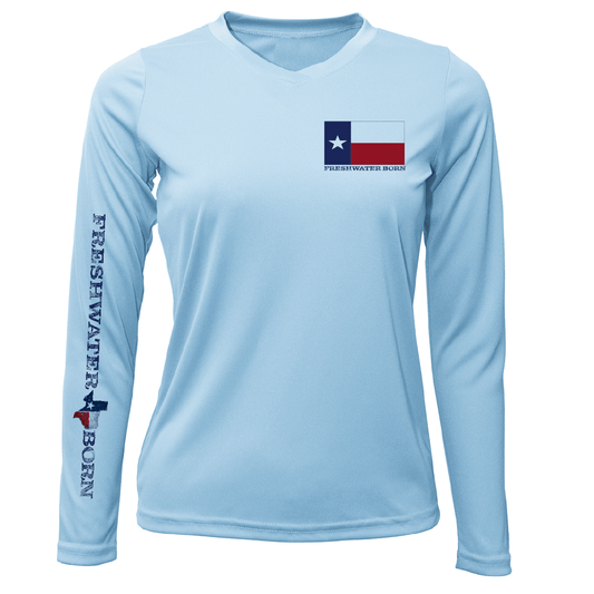 Saltwater Born Lake Travis Freshwater Born Texas Flag Women's Long Sleeve UPF 50+ Dry - Fit Shirt - Angler's Pro Tackle & Outdoors