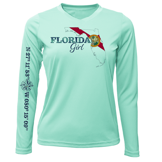 Saltwater Born Lat/Long Stuart Florida Girl Long Sleeve UPF 50+ Dry - Fit Shirt - Angler's Pro Tackle & Outdoors