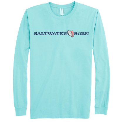 Saltwater Born Men's Linear Logo Cotton Long Sleeve Shirt - Angler's Pro Tackle & Outdoors