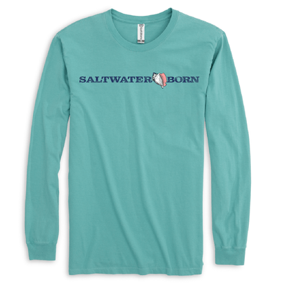 Saltwater Born Men's Linear Logo Cotton Long Sleeve Shirt - Angler's Pro Tackle & Outdoors