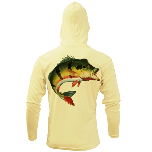 Saltwater Born Miami, FL Freshwater Born Peacock Bass Men's Long Sleeve UPF 50+ Dry - Fit Hoodie - Angler's Pro Tackle & Outdoors