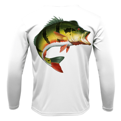 Saltwater Born Miami, FL Freshwater Born Peacock Bass Men's Long Sleeve UPF 50+ Dry - Fit Shirt - Angler's Pro Tackle & Outdoors