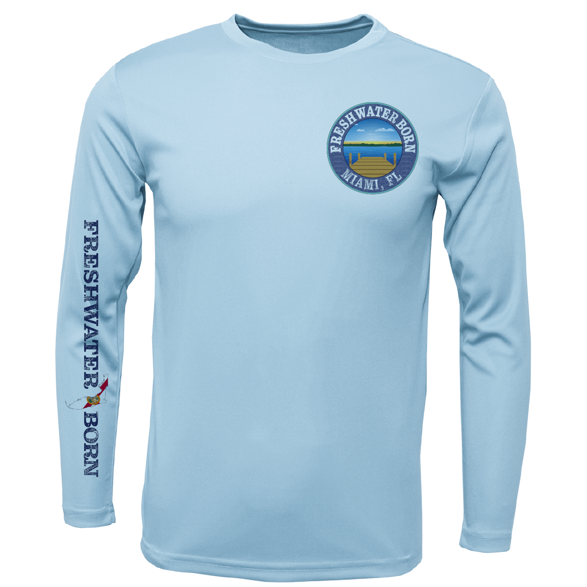 Saltwater Born Miami, FL Freshwater Born Peacock Bass Men's Long Sleeve UPF 50+ Dry - Fit Shirt - Angler's Pro Tackle & Outdoors