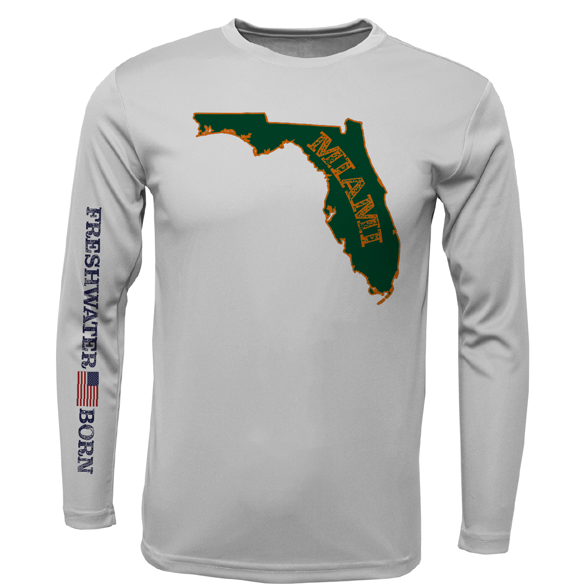 Saltwater Born Miami Orange and Green Freshwater Born Boy's Long Sleeve UPF 50+ Dry - Fit Shirt - Angler's Pro Tackle & Outdoors