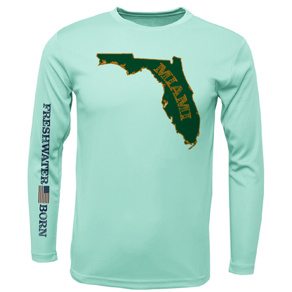 Saltwater Born Miami Orange and Green Freshwater Born Boy's Long Sleeve UPF 50+ Dry - Fit Shirt - Angler's Pro Tackle & Outdoors