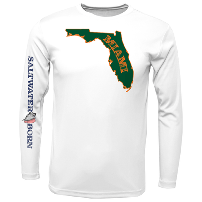 Saltwater Born Miami Orange and Green Key West, FL Long Sleeve UPF 50+ Dry - Fit Shirt - Angler's Pro Tackle & Outdoors