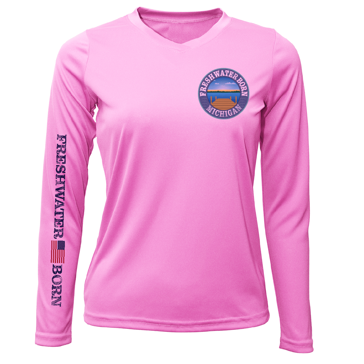 Saltwater Born Michigan Freshwater Born Largemouth Bass Women's Long Sleeve UPF 50+ Dry - Fit Shirt - Angler's Pro Tackle & Outdoors