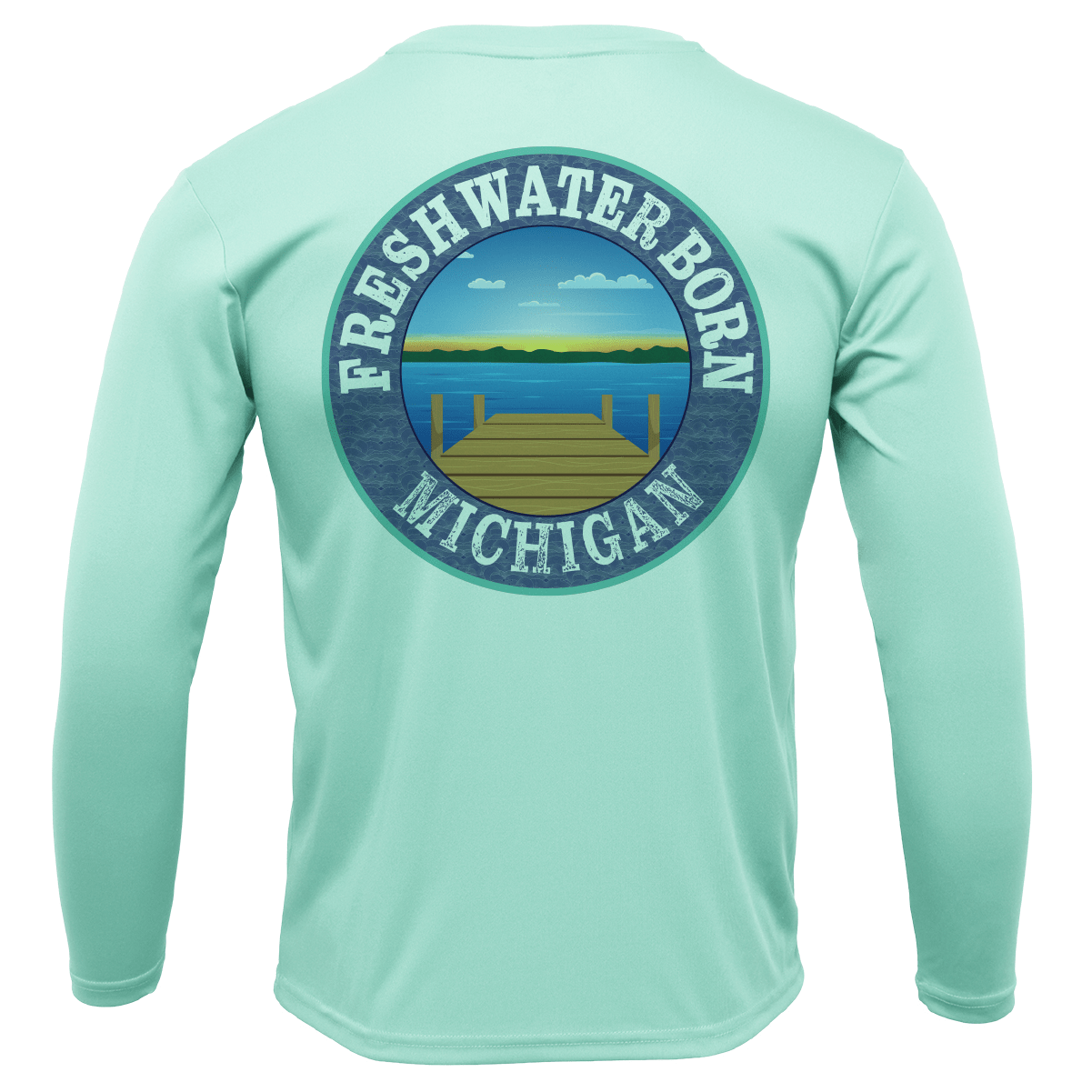 Saltwater Born Michigan Freshwater Born Linear Logo Men's Long Sleeve UPF 50+ Dry - Fit Shirt - Angler's Pro Tackle & Outdoors