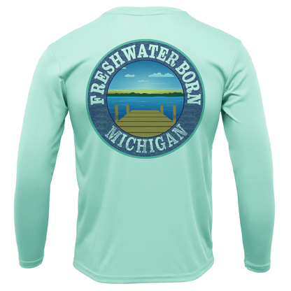 Saltwater Born Michigan Freshwater Born Linear Logo Men's Long Sleeve UPF 50+ Dry - Fit Shirt - Angler's Pro Tackle & Outdoors