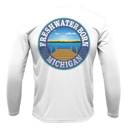 Saltwater Born Michigan Freshwater Born Linear Logo Men's Long Sleeve UPF 50+ Dry - Fit Shirt - Angler's Pro Tackle & Outdoors