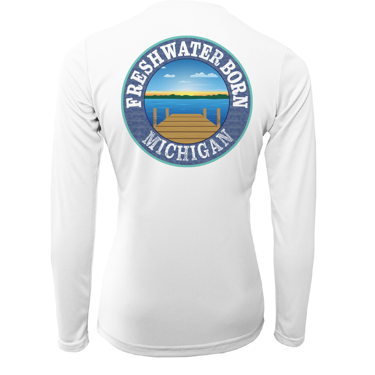 Saltwater Born Michigan Freshwater Born Linear Logo Women's Long Sleeve UPF 50+ Dry - Fit Shirt - Angler's Pro Tackle & Outdoors