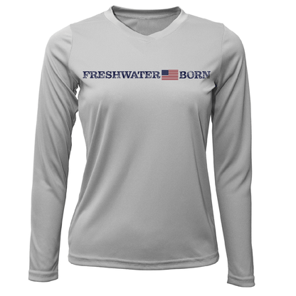 Saltwater Born Michigan Freshwater Born Linear Logo Women's Long Sleeve UPF 50+ Dry - Fit Shirt - Angler's Pro Tackle & Outdoors