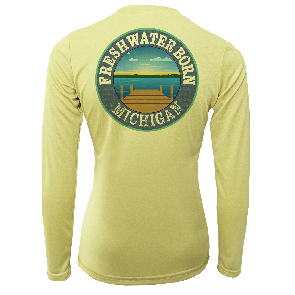 Saltwater Born Michigan Freshwater Born Linear Logo Women's Long Sleeve UPF 50+ Dry - Fit Shirt - Angler's Pro Tackle & Outdoors