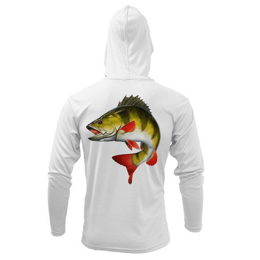 Saltwater Born Michigan Freshwater Born Perch Men's Long Sleeve UPF 50+ Dry - Fit Hoodie - Angler's Pro Tackle & Outdoors