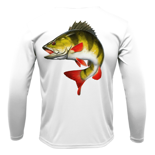 Saltwater Born Michigan Freshwater Born Perch Men's Long Sleeve UPF 50+ Dry - Fit Shirt - Angler's Pro Tackle & Outdoors