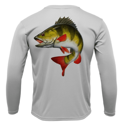 Saltwater Born Michigan Freshwater Born Perch Men's Long Sleeve UPF 50+ Dry - Fit Shirt - Angler's Pro Tackle & Outdoors