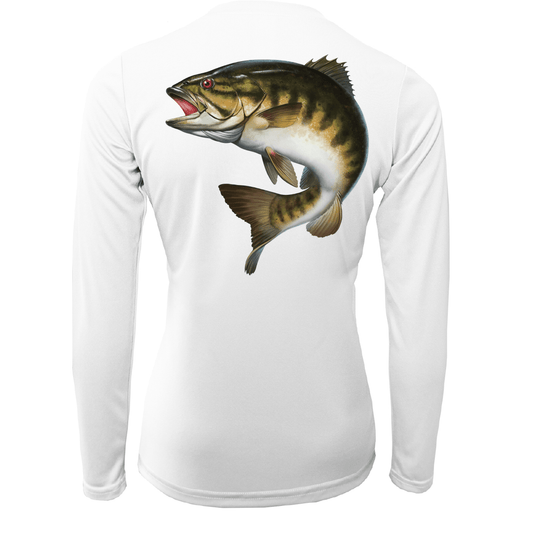 Saltwater Born Michigan Freshwater Born Smallmouth Bass Women's Long Sleeve UPF 50+ Dry - Fit Shirt - Angler's Pro Tackle & Outdoors