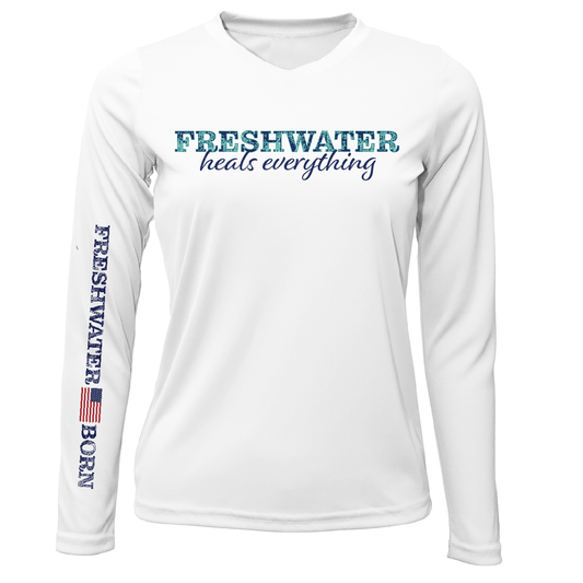 Saltwater Born Michigan "Freshwater Heals Everything" Women's Long Sleeve UPF 50+ Dry - Fit Shirt - Angler's Pro Tackle & Outdoors