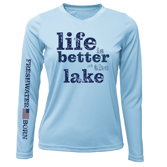 Saltwater Born Michigan "Life is Better at the Lake" Women's Long Sleeve UPF 50+ Dry - Fit Shirt - Angler's Pro Tackle & Outdoors