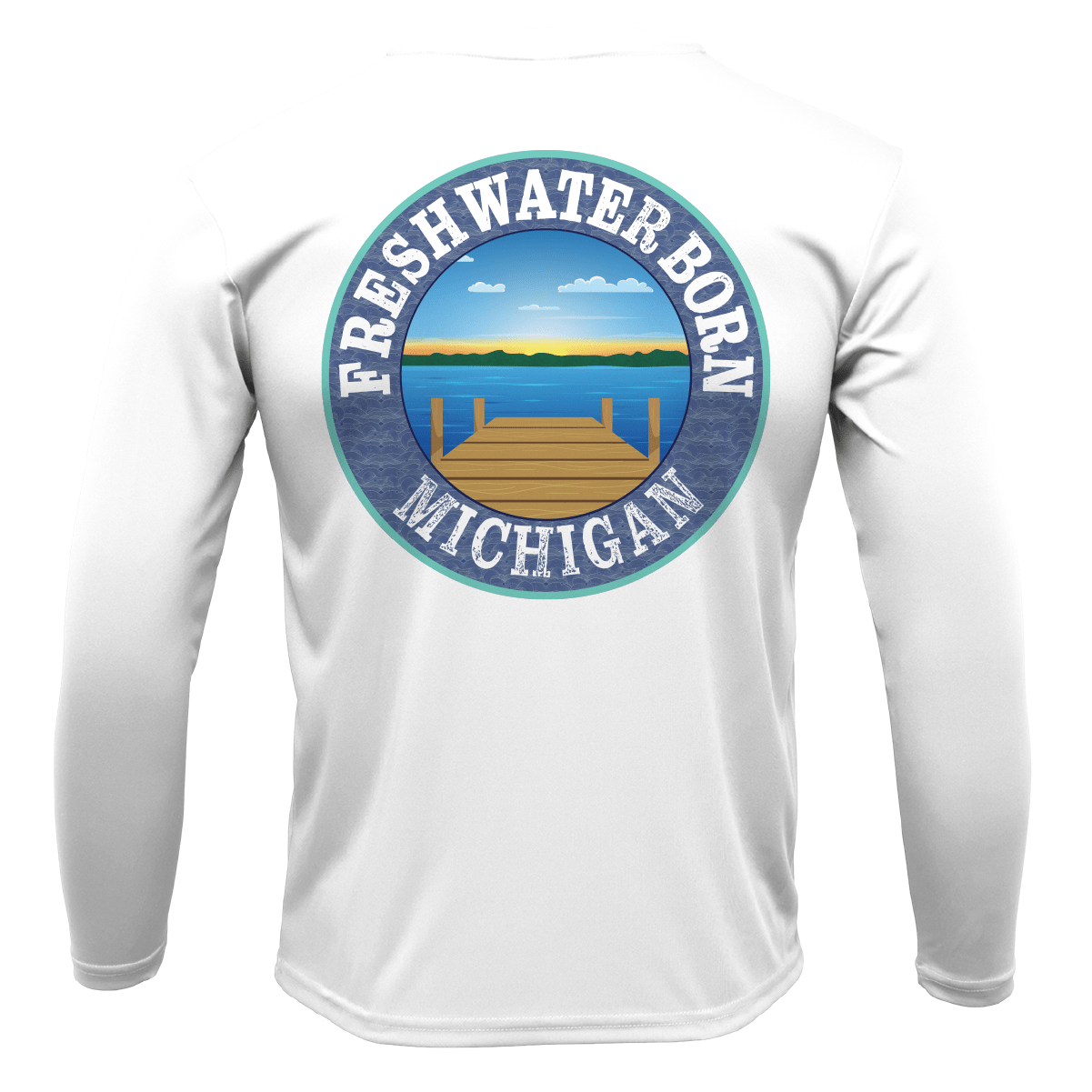 Saltwater Born Michigan USA Freshwater Born Men's Long Sleeve UPF 50+ Dry - Fit Shirt - Angler's Pro Tackle & Outdoors