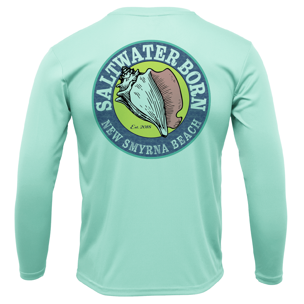 Saltwater Born New Smyrna Beach, FL Logo Men's Long Sleeve UPF 50+ Dry - Fit Shirt - Angler's Pro Tackle & Outdoors