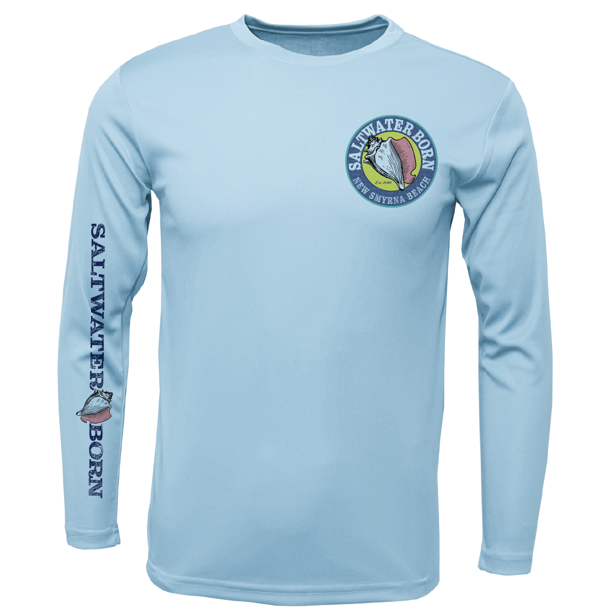 Saltwater Born New Smyrna Beach, FL Logo Men's Long Sleeve UPF 50+ Dry - Fit Shirt - Angler's Pro Tackle & Outdoors