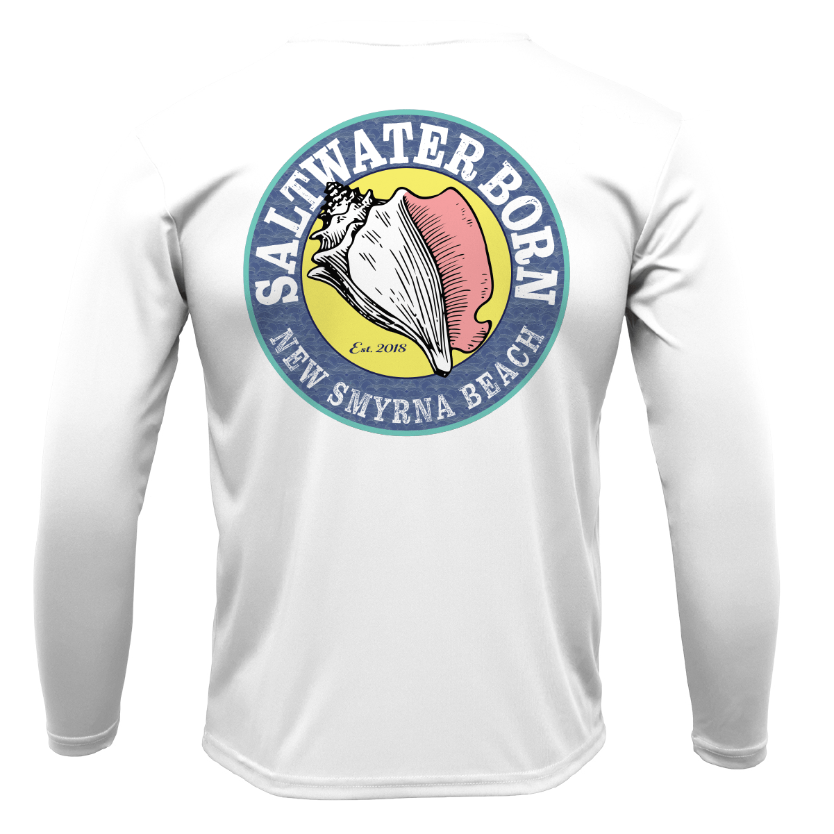 Saltwater Born New Smyrna Beach, FL Logo Men's Long Sleeve UPF 50+ Dry - Fit Shirt - Angler's Pro Tackle & Outdoors