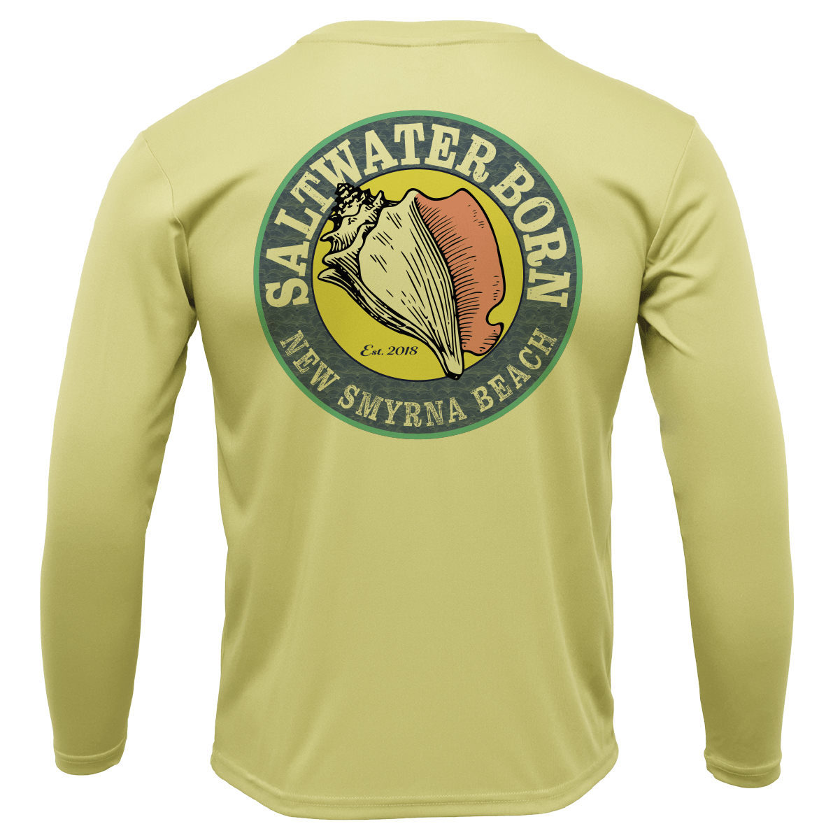 Saltwater Born New Smyrna Beach, FL Logo Men's Long Sleeve UPF 50+ Dry - Fit Shirt - Angler's Pro Tackle & Outdoors