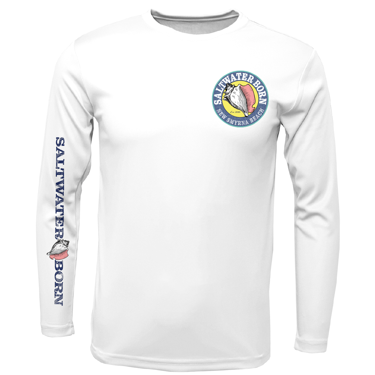 Saltwater Born New Smyrna Beach, FL Logo Men's Long Sleeve UPF 50+ Dry - Fit Shirt - Angler's Pro Tackle & Outdoors