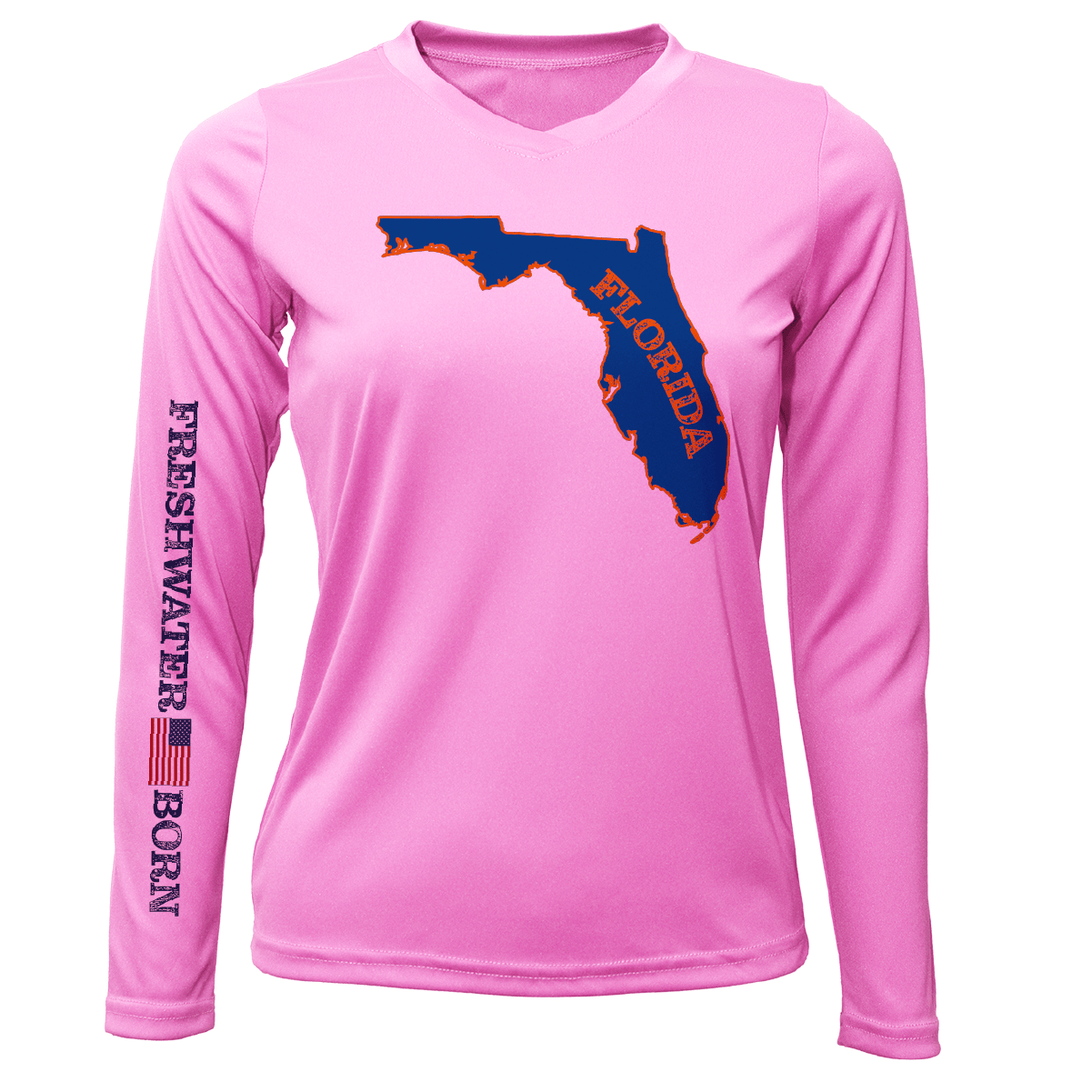 Saltwater Born Orange and Blue Freshwater Born Women's Long Sleeve UPF 50+ Dry - Fit Shirt - Angler's Pro Tackle & Outdoors