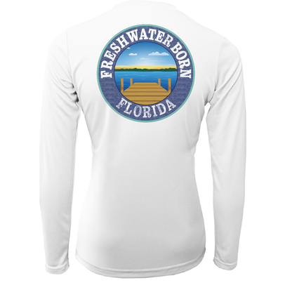 Saltwater Born Orange and Blue Freshwater Born Women's Long Sleeve UPF 50+ Dry - Fit Shirt - Angler's Pro Tackle & Outdoors