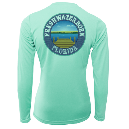 Saltwater Born Orange and Blue Freshwater Born Women's Long Sleeve UPF 50+ Dry - Fit Shirt - Angler's Pro Tackle & Outdoors