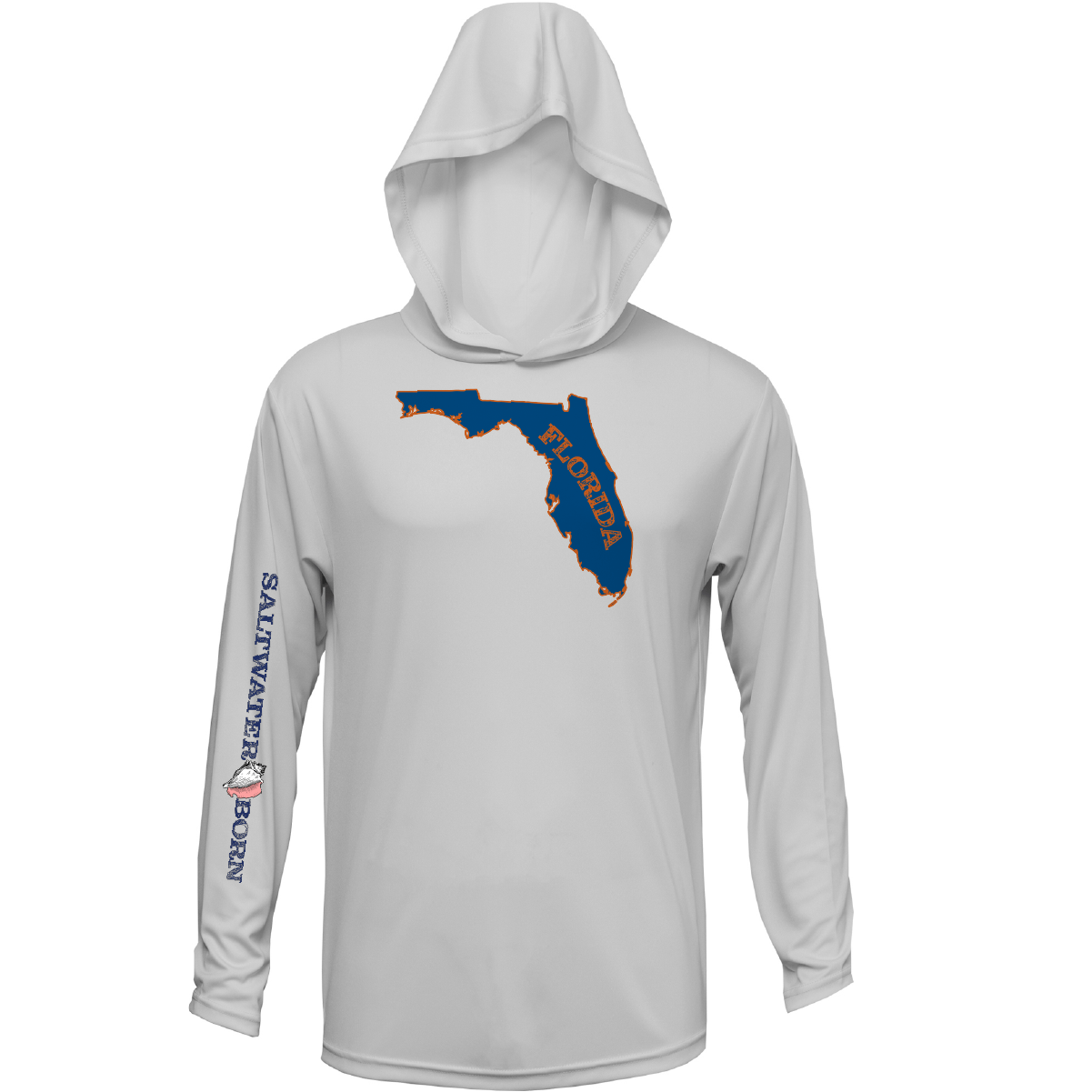 Saltwater Born Orange and Blue Long Sleeve UPF 50+ Dry - Fit Hoodie - Angler's Pro Tackle & Outdoors