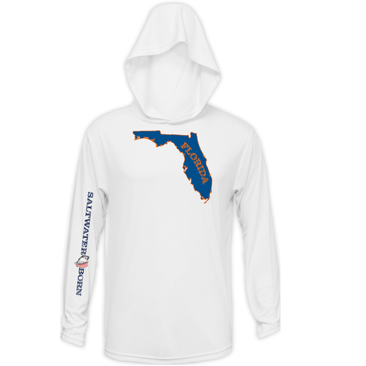 Saltwater Born Orange and Blue Long Sleeve UPF 50+ Dry - Fit Hoodie - Angler's Pro Tackle & Outdoors