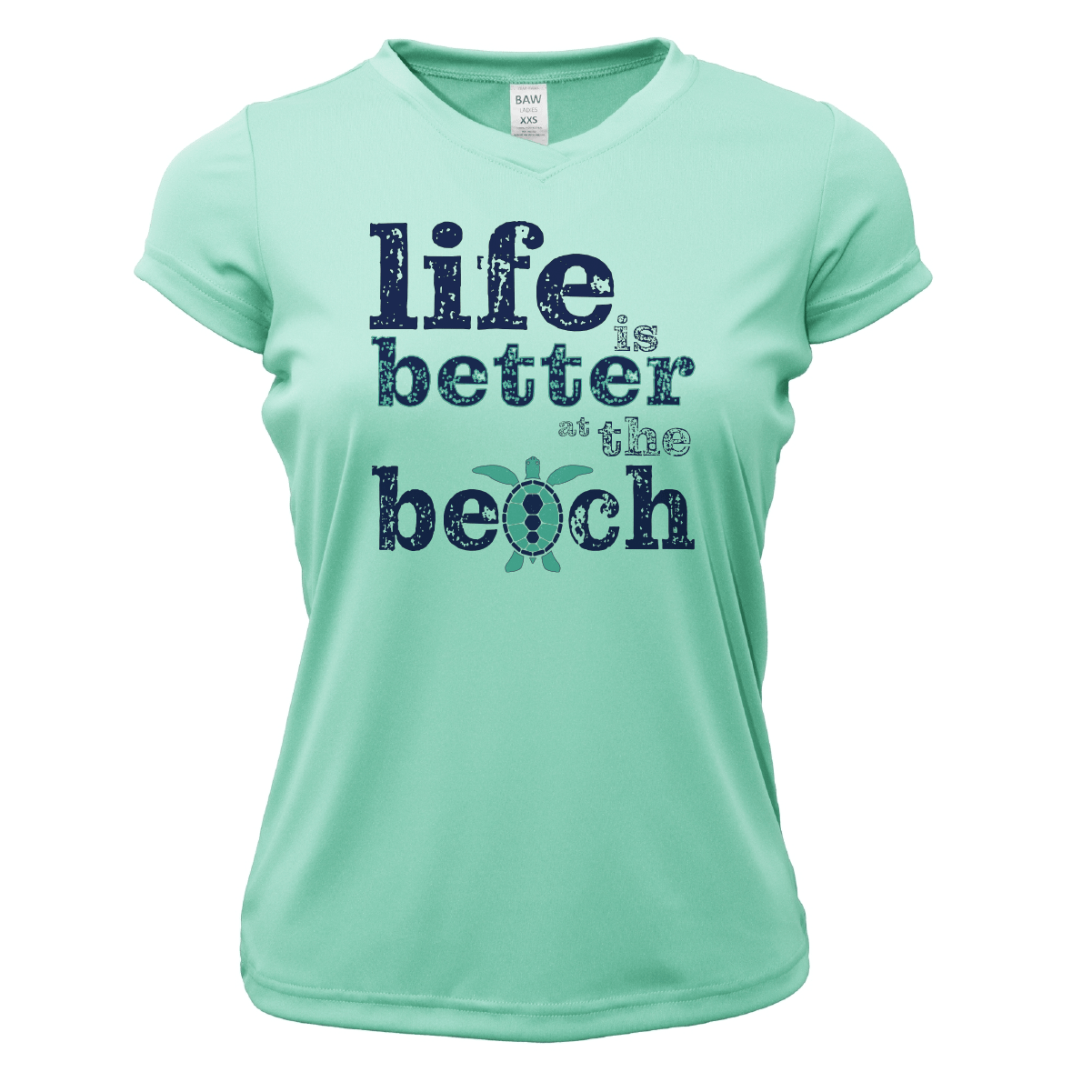 Saltwater Born Pensacola, FL "Life Is Better At The Beach" Turtle Women's Short Sleeve UPF 50+ Dry - Fit Shirt - Angler's Pro Tackle & Outdoors