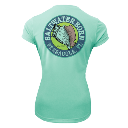 Saltwater Born Pensacola, FL "Life Is Better At The Beach" Turtle Women's Short Sleeve UPF 50+ Dry - Fit Shirt - Angler's Pro Tackle & Outdoors