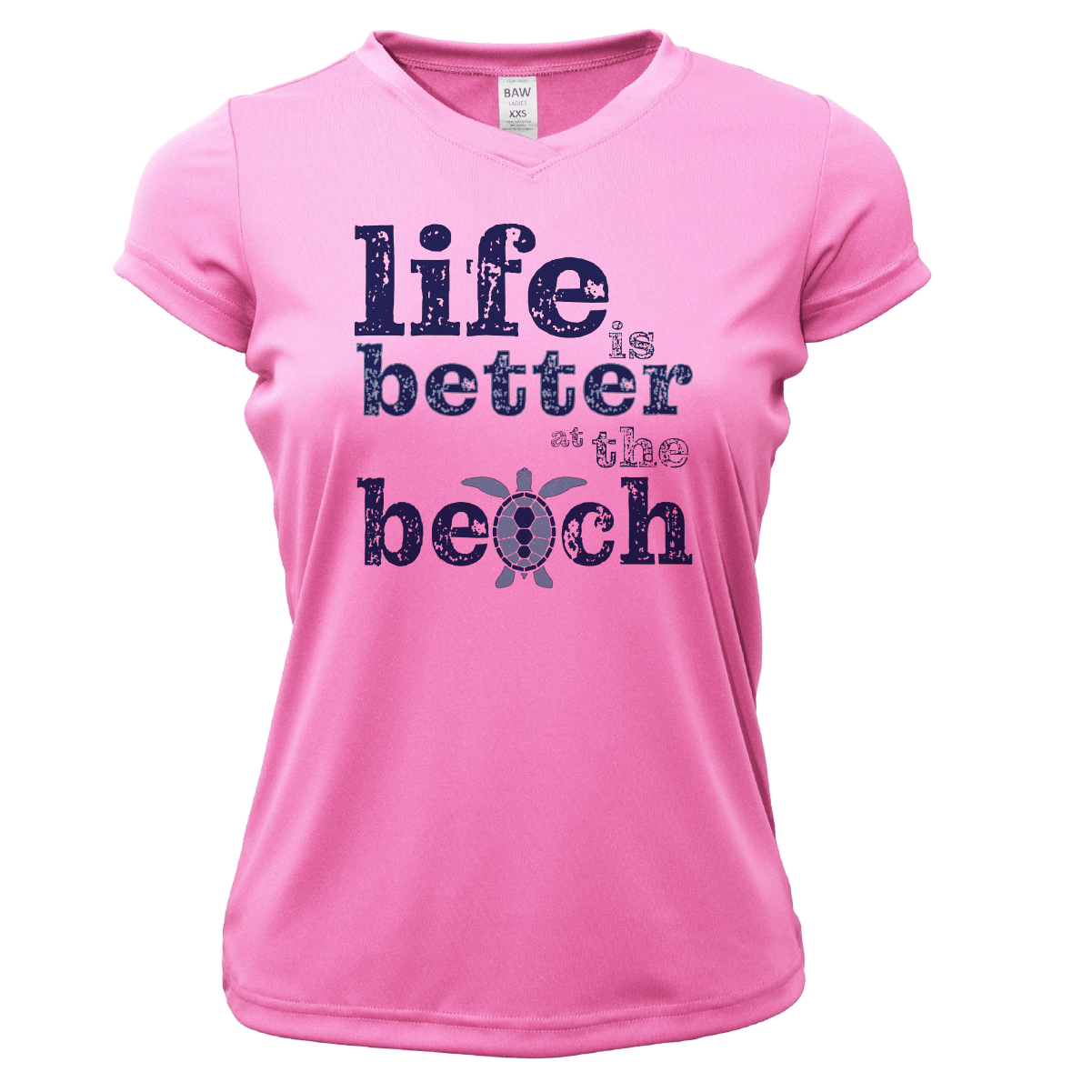 Saltwater Born Pensacola, FL "Life Is Better At The Beach" Turtle Women's Short Sleeve UPF 50+ Dry - Fit Shirt - Angler's Pro Tackle & Outdoors