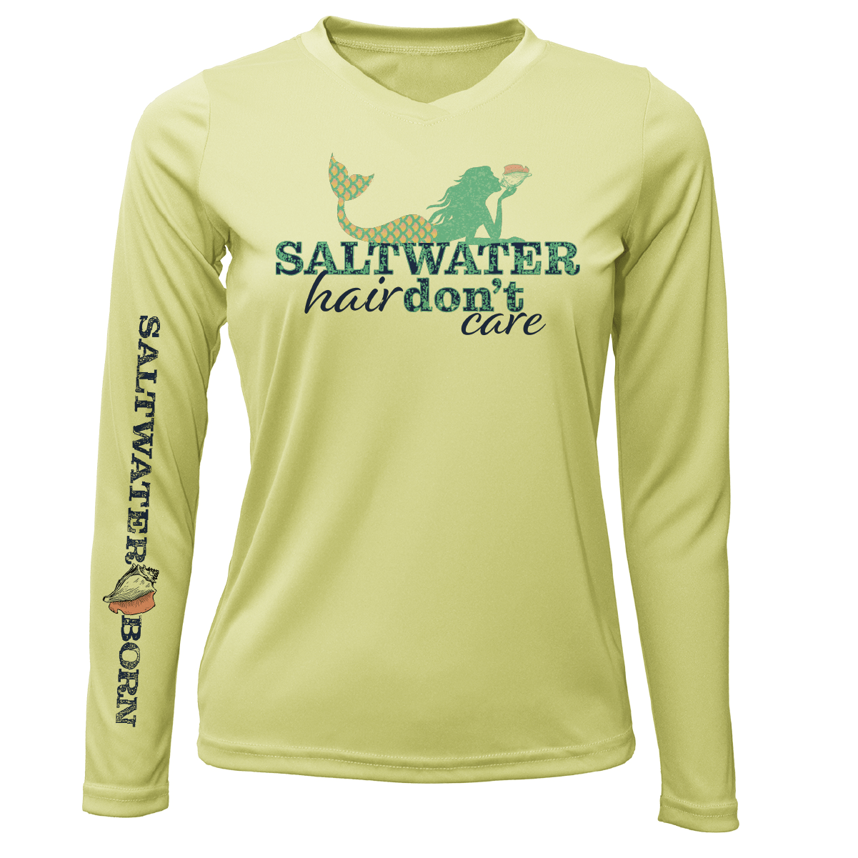 Saltwater Born Pensacola, FL "Saltwater Hair Don't Care" Long Sleeve UPF 50+ Dry - Fit Shirt - Angler's Pro Tackle & Outdoors