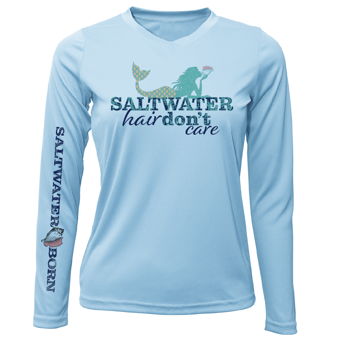 Saltwater Born Pensacola, FL "Saltwater Hair Don't Care" Long Sleeve UPF 50+ Dry - Fit Shirt - Angler's Pro Tackle & Outdoors