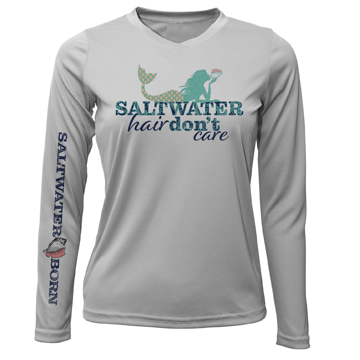 Saltwater Born Pensacola, FL "Saltwater Hair Don't Care" Long Sleeve UPF 50+ Dry - Fit Shirt - Angler's Pro Tackle & Outdoors