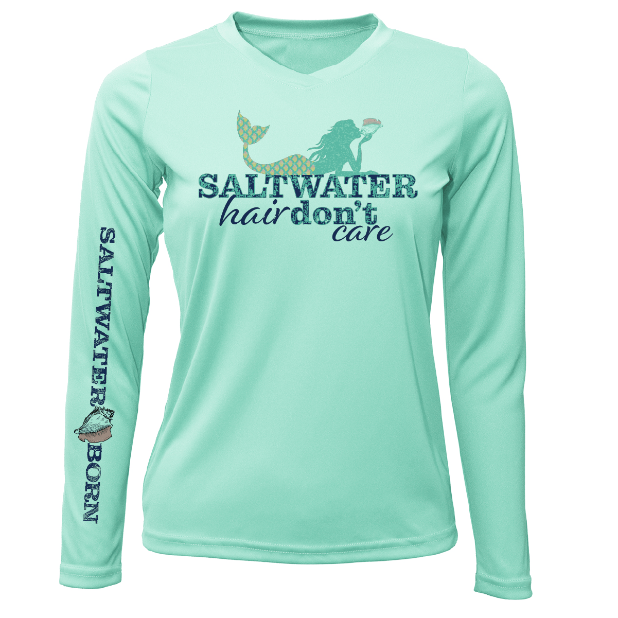 Saltwater Born Pensacola, FL "Saltwater Hair Don't Care" Long Sleeve UPF 50+ Dry - Fit Shirt - Angler's Pro Tackle & Outdoors