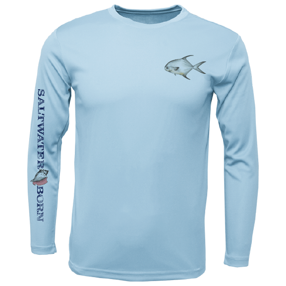 Saltwater Born Permit on Chest Long Sleeve UPF 50+ Dry - Fit Shirt - Angler's Pro Tackle & Outdoors