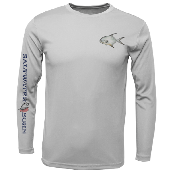 Saltwater Born Permit on Chest Long Sleeve UPF 50+ Dry - Fit Shirt - Angler's Pro Tackle & Outdoors