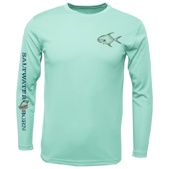 Saltwater Born Permit on Chest Long Sleeve UPF 50+ Dry - Fit Shirt - Angler's Pro Tackle & Outdoors