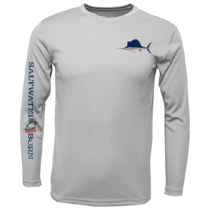 Saltwater Born Sailfish on Chest Long Sleeve UPF 50+ Dry - Fit Shirt - Angler's Pro Tackle & Outdoors