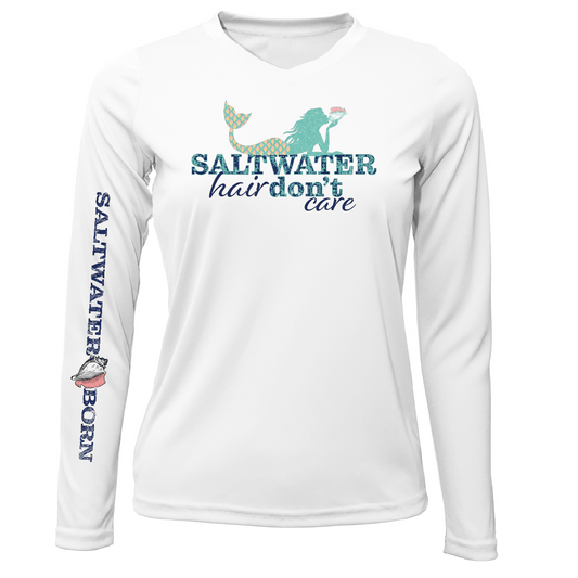 Saltwater Born Siesta Key "Saltwater Hair...Don't Care" Long Sleeve UPF 50+ Dry - Fit Shirt - Angler's Pro Tackle & Outdoors