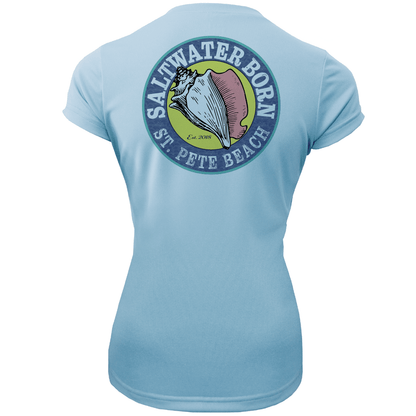 Saltwater Born St. Pete Beach, FL "Life is Better At The Beach" Turtle Women's Short Sleeve UPF 50+ Dry - Fit Shirt - Angler's Pro Tackle & Outdoors