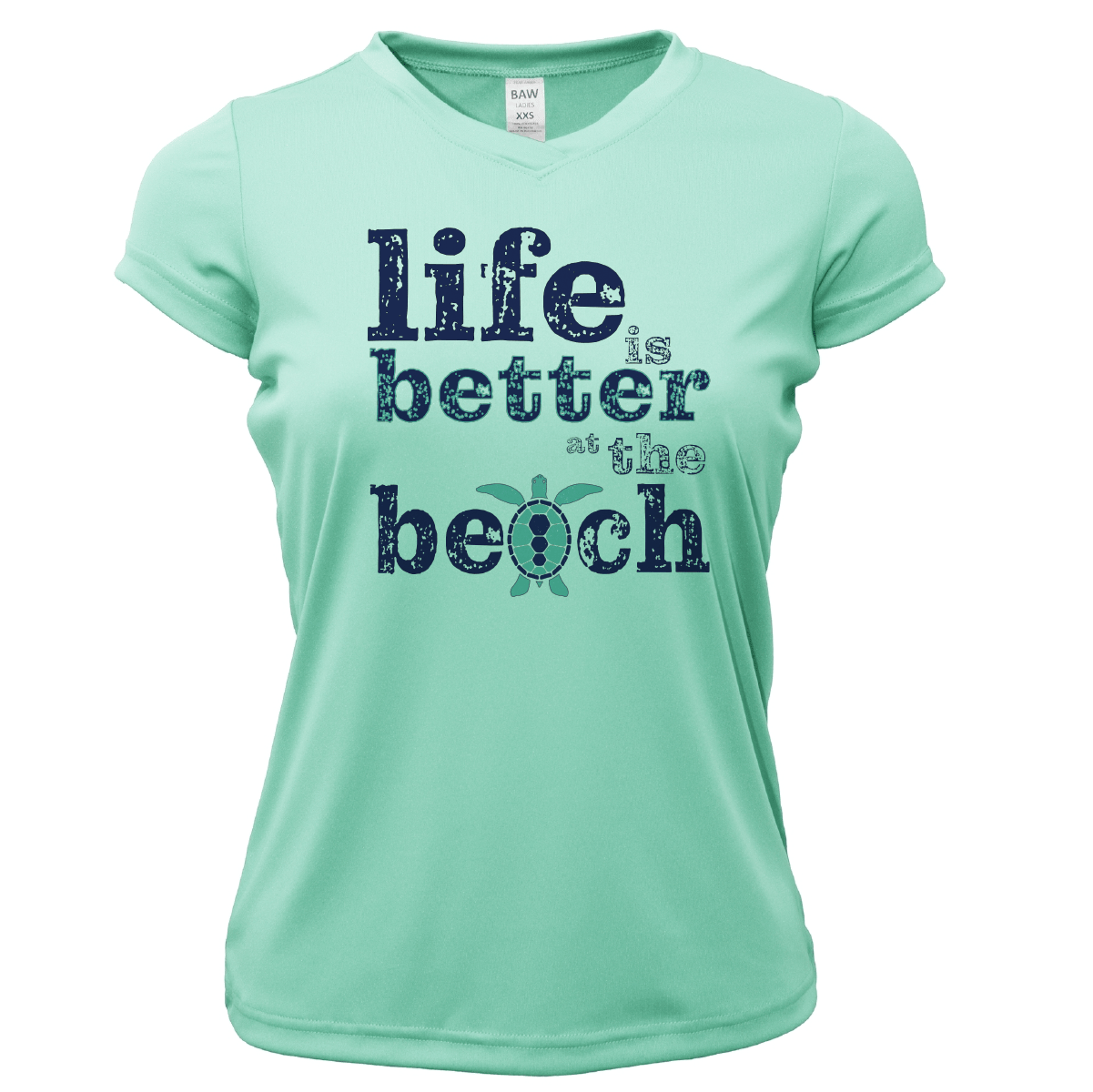 Saltwater Born St. Pete Beach, FL "Life is Better At The Beach" Turtle Women's Short Sleeve UPF 50+ Dry - Fit Shirt - Angler's Pro Tackle & Outdoors