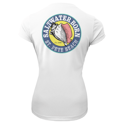 Saltwater Born St. Pete Beach, FL "Life is Better At The Beach" Turtle Women's Short Sleeve UPF 50+ Dry - Fit Shirt - Angler's Pro Tackle & Outdoors